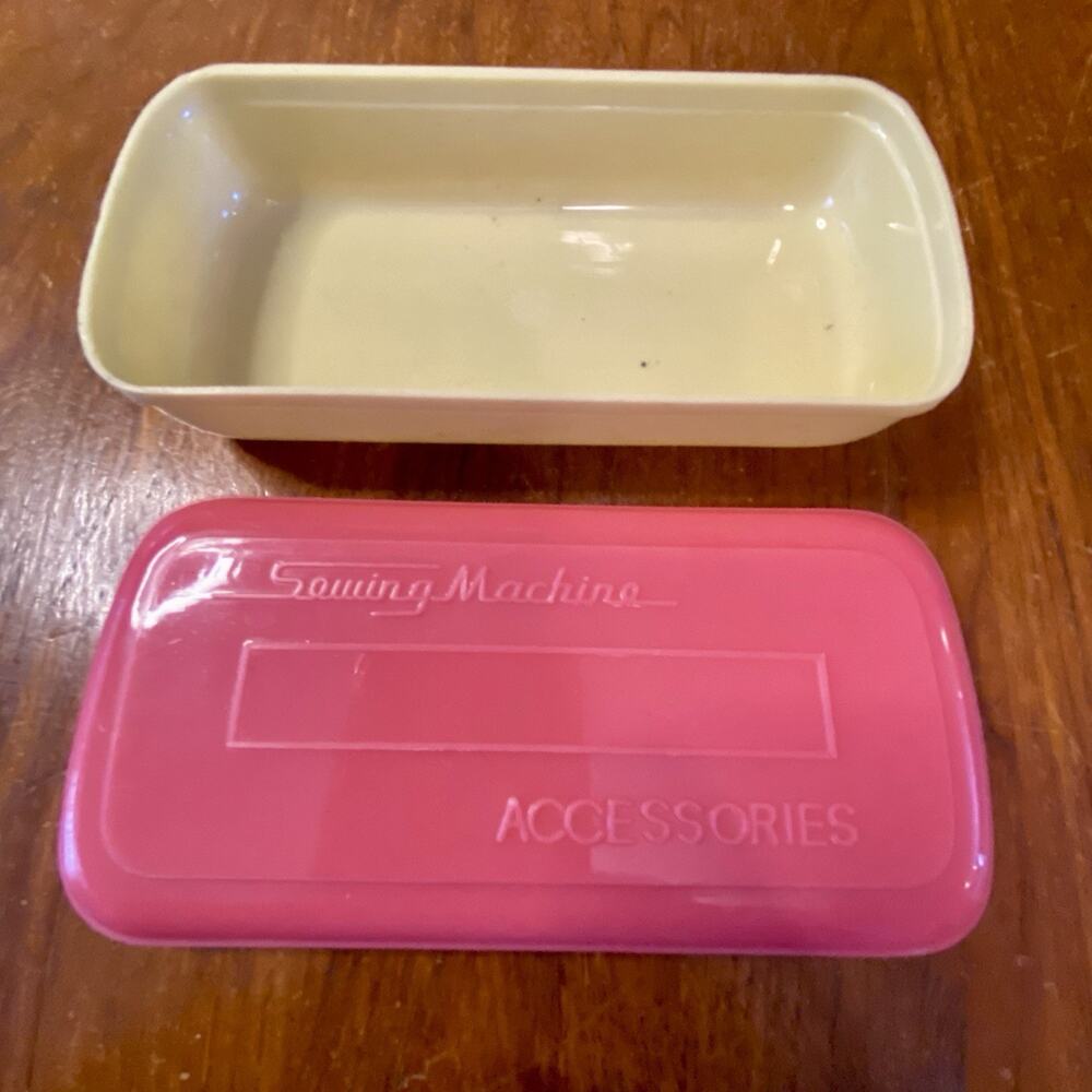 Old Retro Plastic Storage Box for Sewing Machine Notions Attachment Accessories